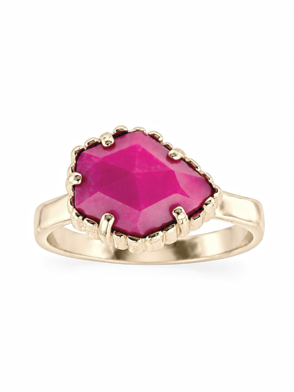 Kendra Scott Tessa Ring with a Magenta Magnesite Pentagon Stone.